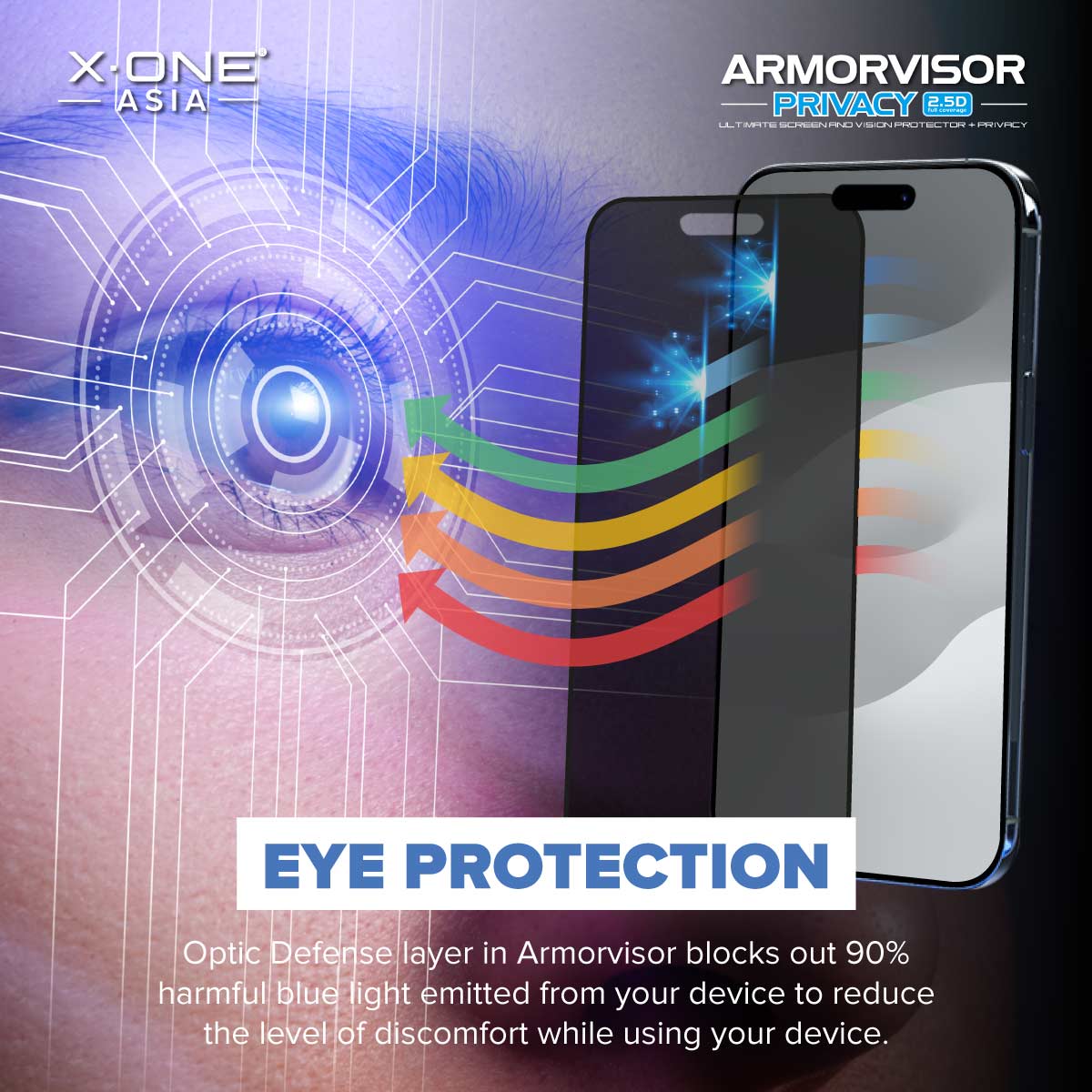 Feature Graphic Blue Armorvisor Privacy 2.5D iPhone 15 10